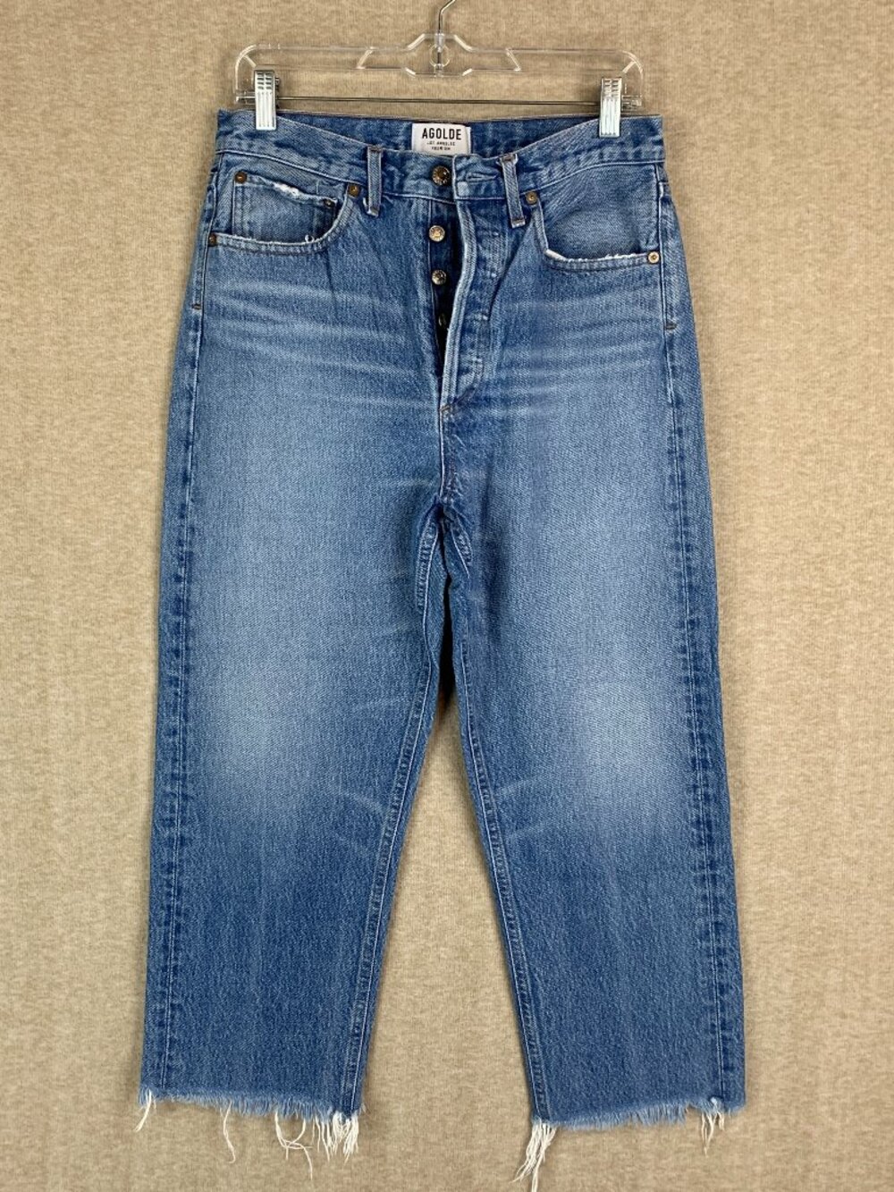 AGOLDE 90s Pinch Waist High Rise Straight Jeans 27 Raw Hem Button Fly USA Premiu